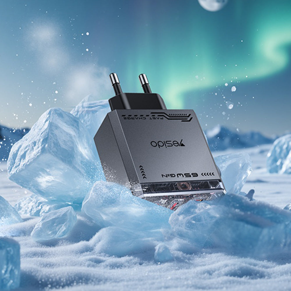 Polnilnik Yesido YC101, 65W, 3.25A, 1 x USB-A - 2 x USB-C, črn