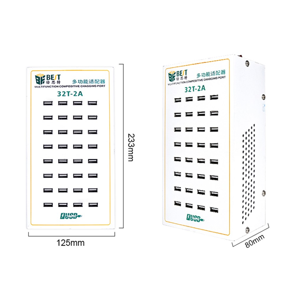 Polnilec postaje Best 32T-2A, 2A, 32 x USB-A, bel