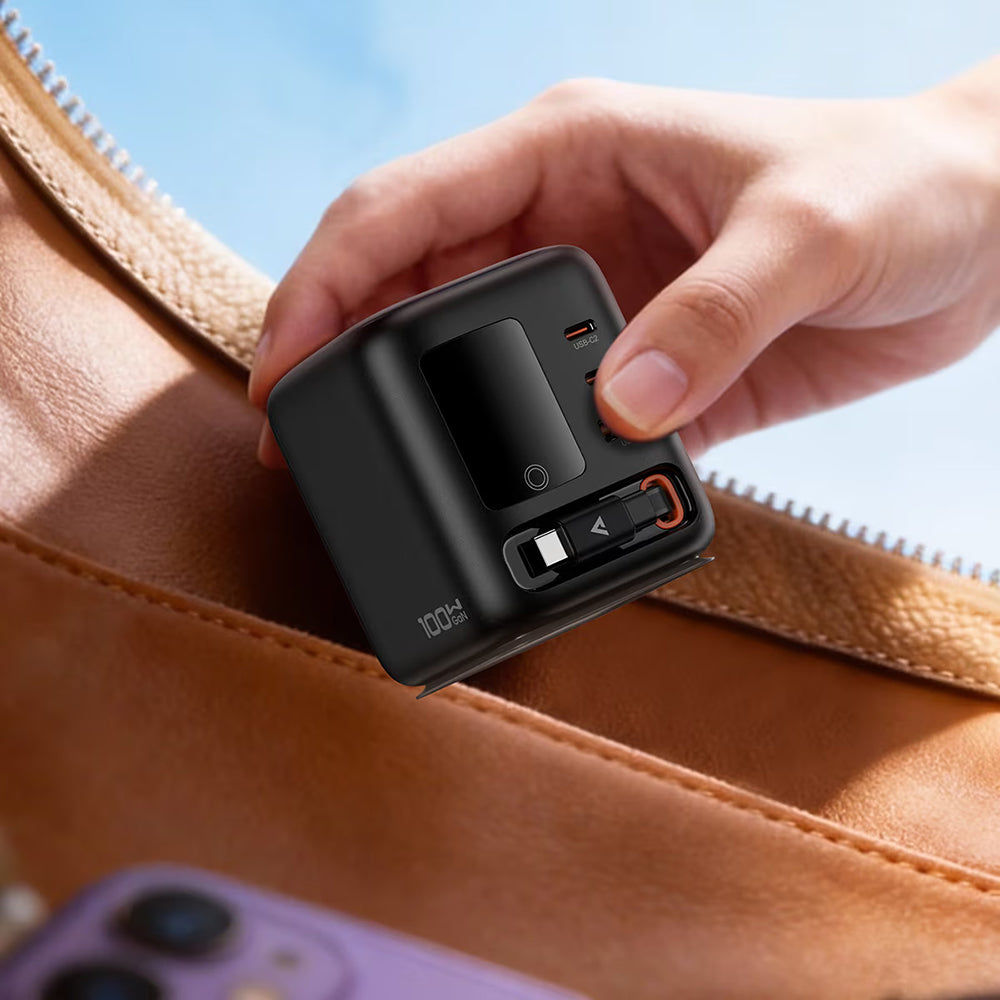 Polnilna postaja z USB-C kablom Acefast Z10, 100W, 1 x USB-A - 2 x USB-C, črna