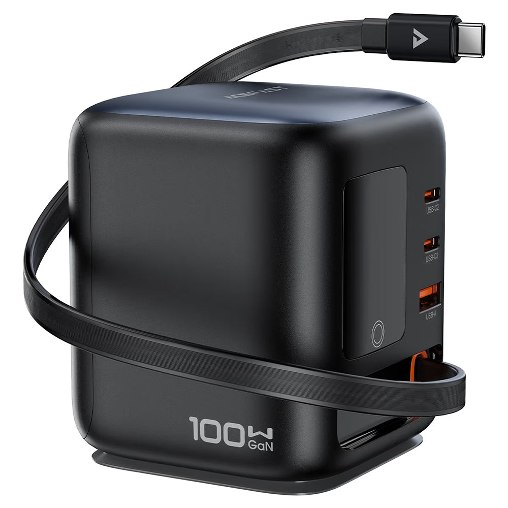 Polnilna postaja z USB-C kablom Acefast Z10, 100W, 1 x USB-A - 2 x USB-C, črna