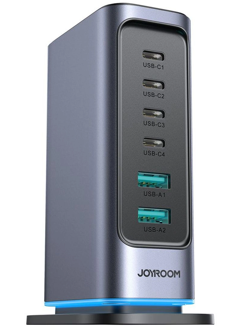 Polnilec postaje Joyroom JR-TCM02 UK, 65W, 3,25A, 2 x USB-A - 4 x USB-C, Siva
