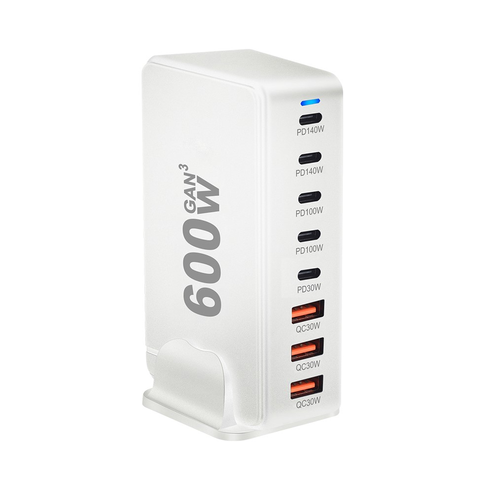 OEM polnilna postaja, 600W, 4 x USB-A - 4 x USB-C, bela
