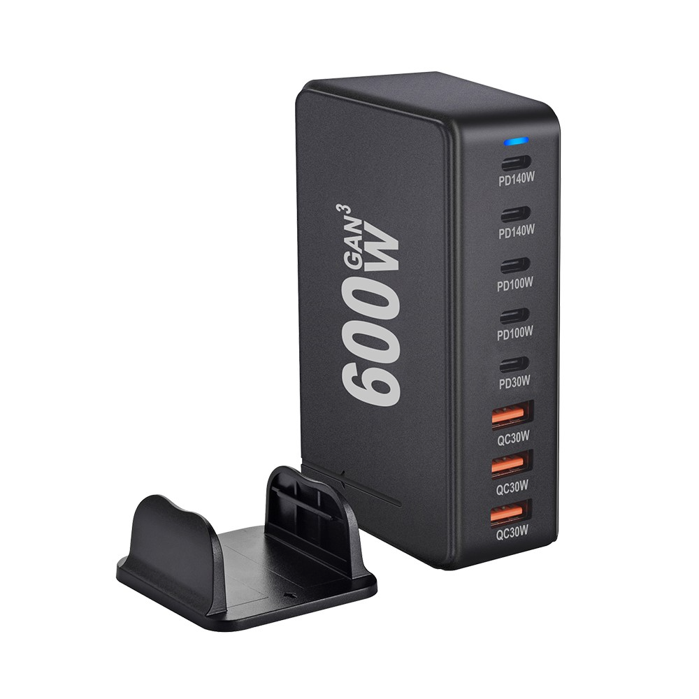 OEM postajni polnilec, 600W, 4 x USB-A - 4 x USB-C, Črn