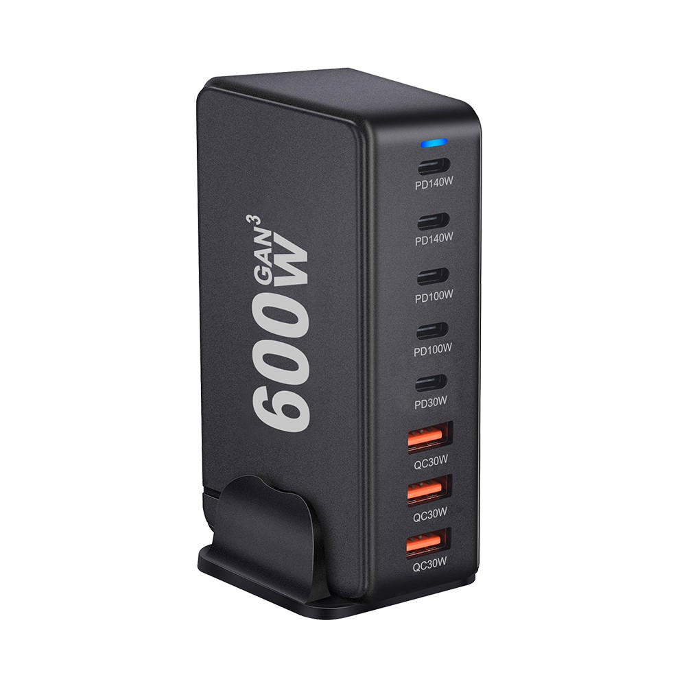 OEM postajni polnilec, 600W, 4 x USB-A - 4 x USB-C, Črn