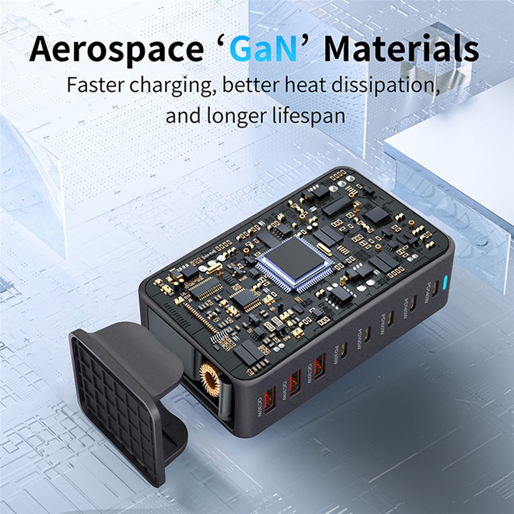 OEM polnilna postaja, 600W, 4 x USB-A - 4 x USB-C, bela