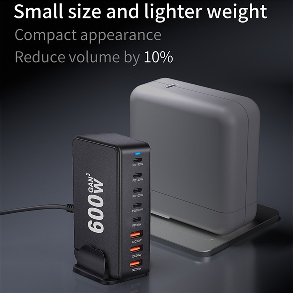 OEM postajni polnilec, 600W, 4 x USB-A - 4 x USB-C, Črn
