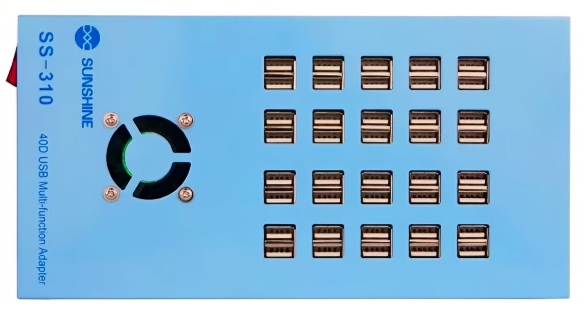 Polnilnik postaje Sunshine SS-310, 40 x USB-A, modra