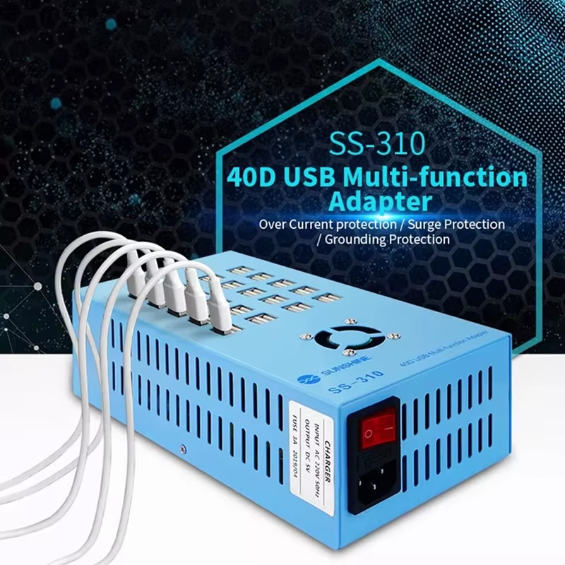 Polnilnik postaje Sunshine SS-310, 40 x USB-A, modra