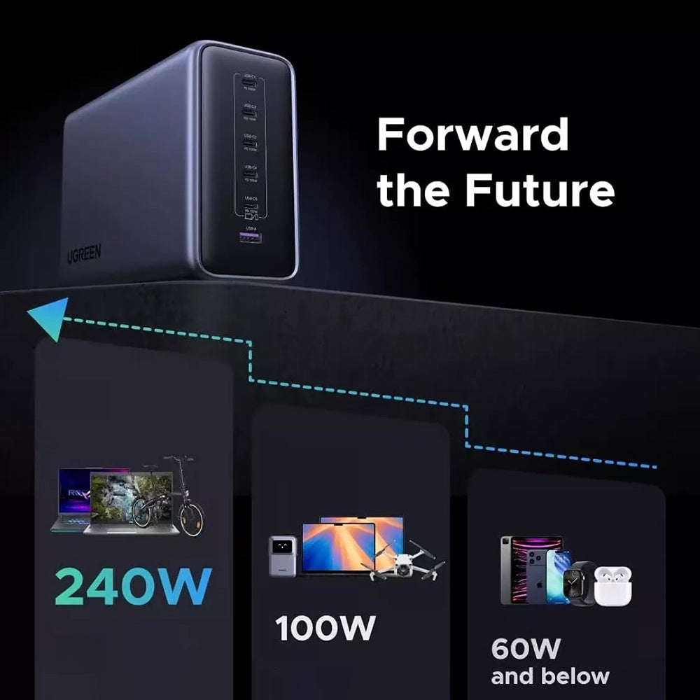 Polnilna postaja UGREEN Nexode X759, 500W, 5A, 1 x USB-A - 5 x USB-C, Siva