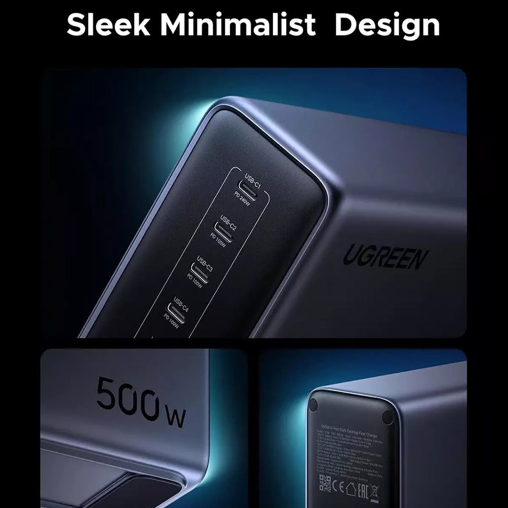 Polnilna postaja UGREEN Nexode X759, 500W, 5A, 1 x USB-A - 5 x USB-C, Siva