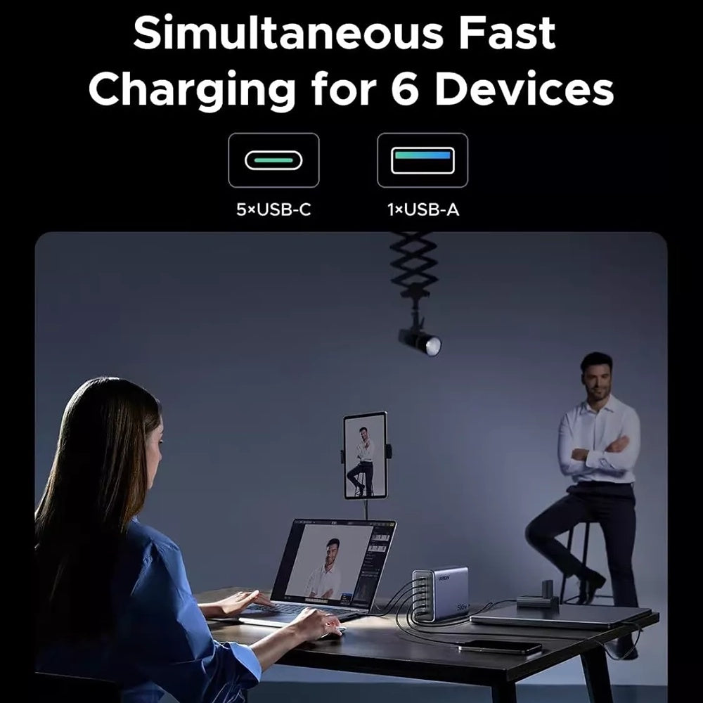 Polnilna postaja UGREEN Nexode X759, 500W, 5A, 1 x USB-A - 5 x USB-C, Siva