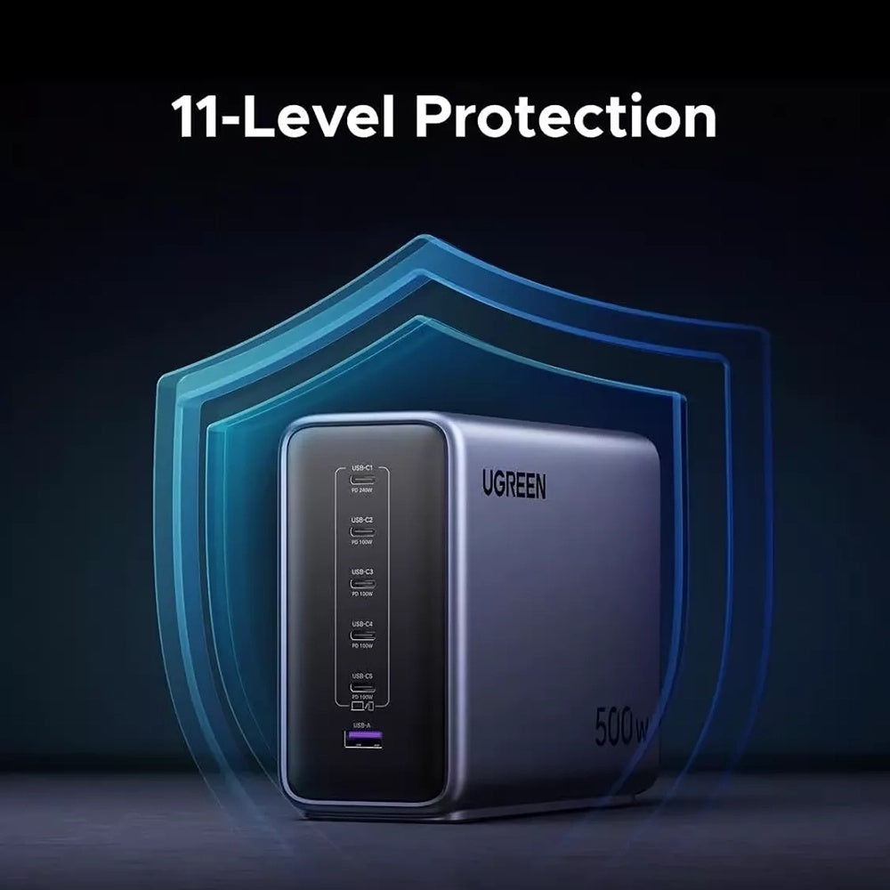 Polnilna postaja UGREEN Nexode X759, 500W, 5A, 1 x USB-A - 5 x USB-C, Siva