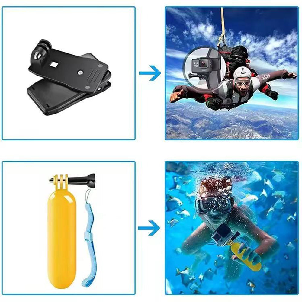 Techsuit SA15 Sports Camera Accessory Kit for GoPro / SJCAM Series, 15in1, Black