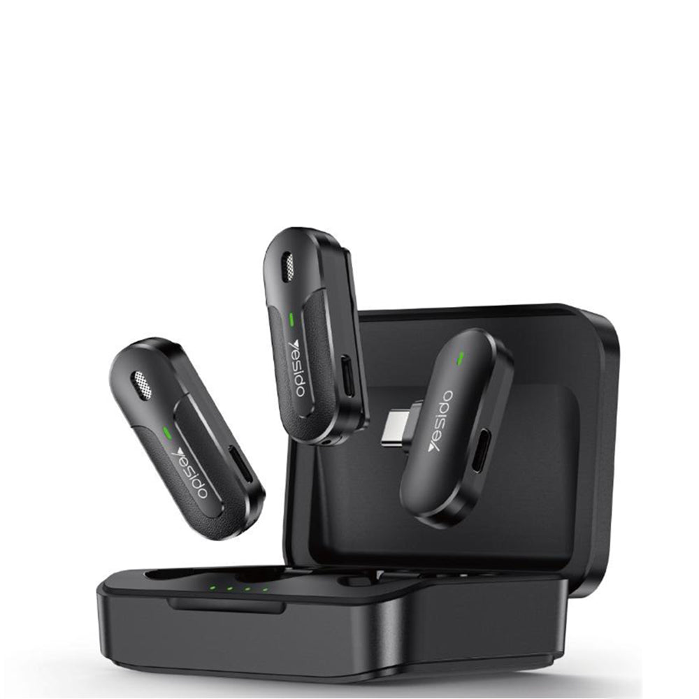 Lavaliera Yesido KR17, USB-C, Set 2 kosa, Črna