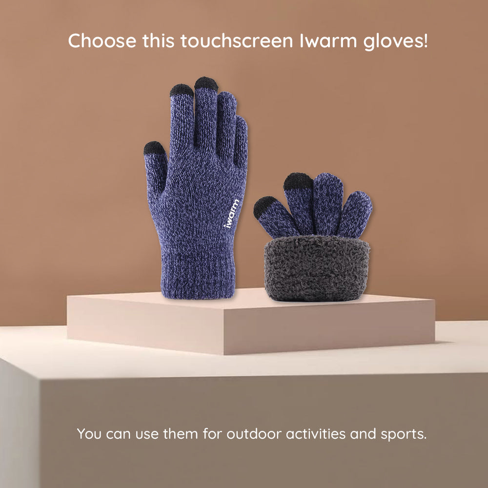 Iwarm ST0018 Touchscreen Winter Gloves, Size 23cm, Black Gray