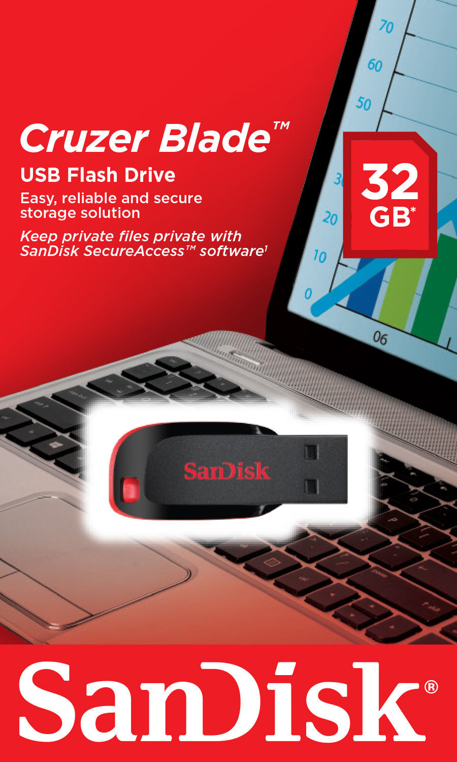 Zunanji pomnilnik USB-A SanDisk Cruzer Blade, 32Gb SDCZ50-032G-B35
