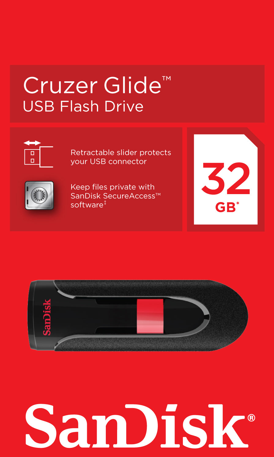 Zunanji pomnilnik USB-A SanDisk Cruzer Glide, 32Gb SDCZ60-032G-B35