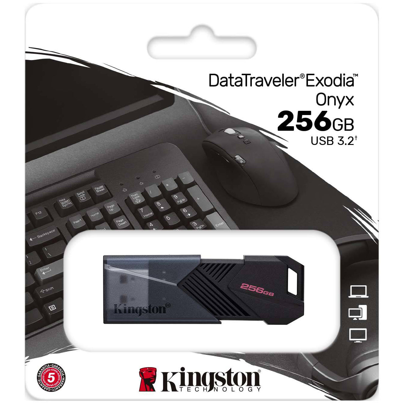 Kingston Exodia Onyx USB-A 3.0 zunanji pomnilnik USB-A 3.0, 256Gb DTXON/256GB