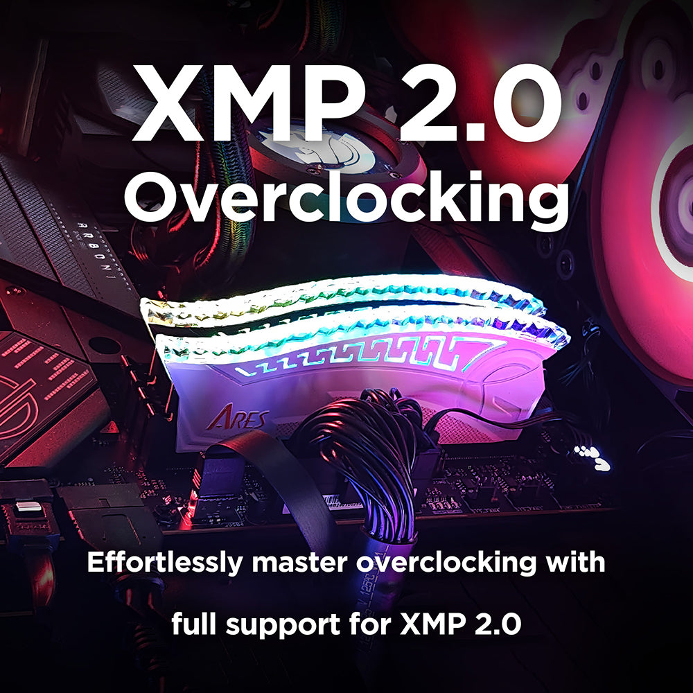 Spomin RAM Dato Ares Armor, DDR4, RGB, 2 x 8GB, 3600Mhz, CL18, Bela AMRGB8GX216G36W