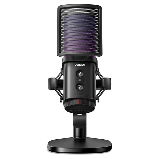 Kardioidni mikrofon UGREEN CM581 (65629), RGB, USB-C, 1,5 m, črn