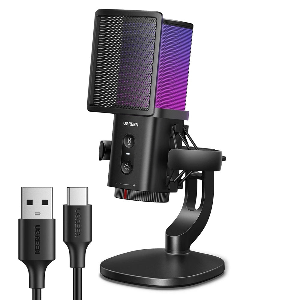 Kardioidni mikrofon UGREEN CM581 (65629), RGB, USB-C, 1,5 m, črn