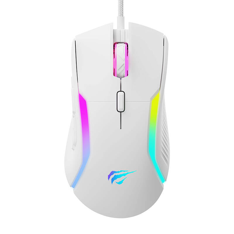 Žična igralna miška USB HAVIT MS1033, RGB, 800DPI - 8000DPI, Bela