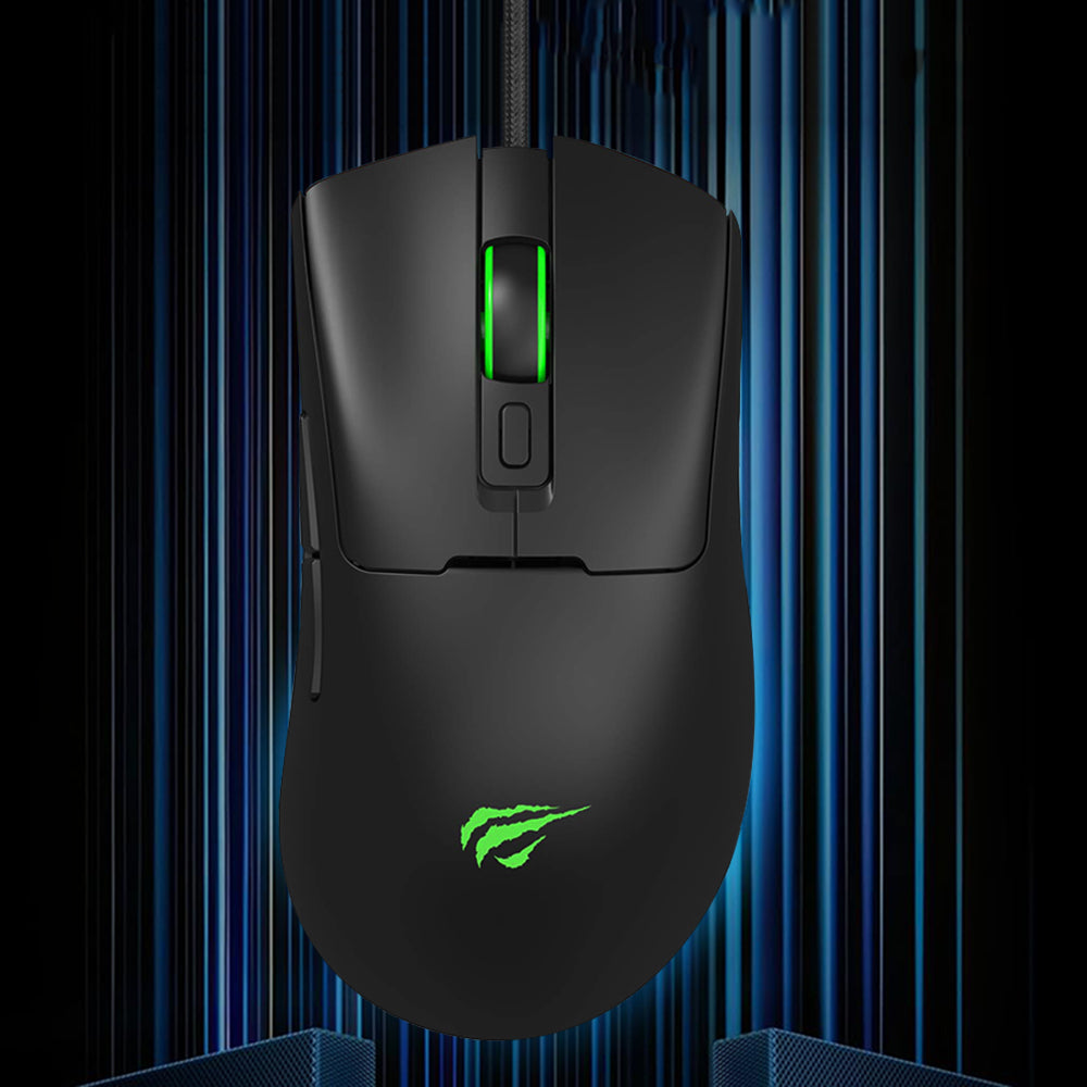 Miška za igranje na žico USB HAVIT MS966, RGB, 800DPI - 12000DPI, 1.6m, črna