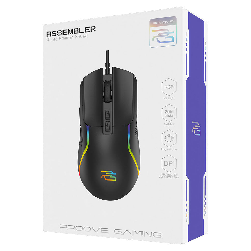 Gaming miška Wired USB Proove Assembler, RGB, 12400DPI, Črna CMAS00000101