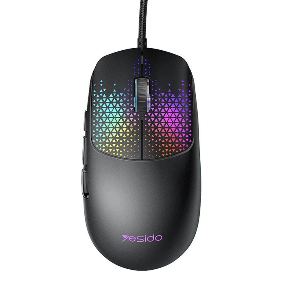 Žična igralna miška USB Yesido KB32, RGB, 7200DPI, črna