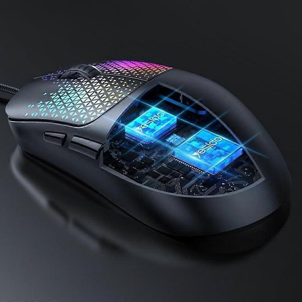 Žična igralna miška USB Yesido KB32, RGB, 7200DPI, črna