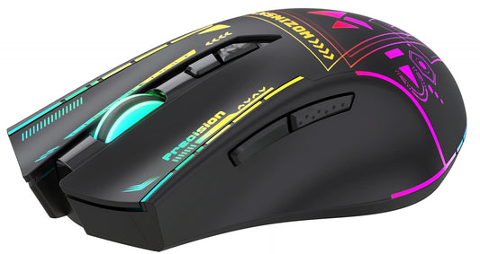 Brezžična igralna miška WZK WMGB-3200, 3200DPI, RGB, črna