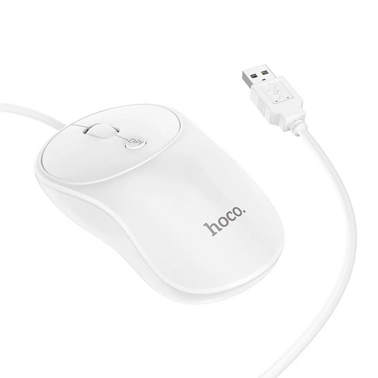 Žični USB miška HOCO GM13, 1600DPI, bela