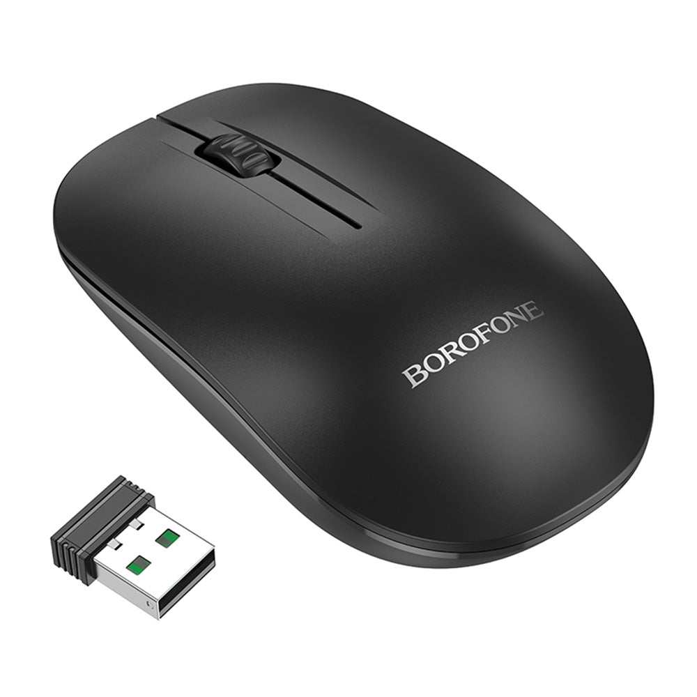 Brezžična miška Borofone BG14 Planet, 1000DPI, BT / Wi-Fi, črna