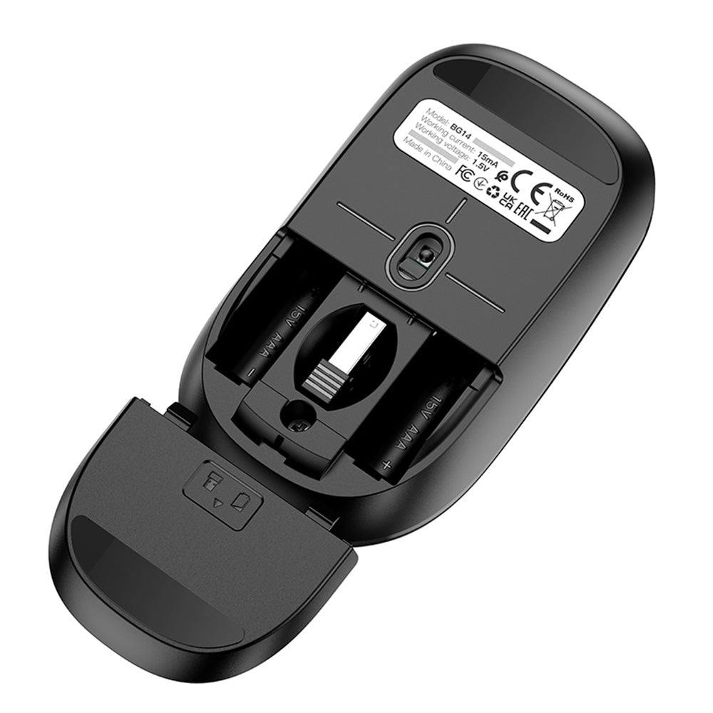 Brezžična miška Borofone BG14 Planet, 1000DPI, BT / Wi-Fi, črna