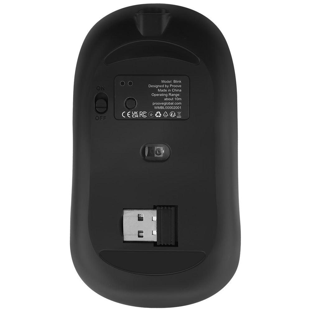 Brezžična miška Proove Blink, RGB, 800DPI - 1600DPI, BT / Wi-Fi, Črna WMBL00002001