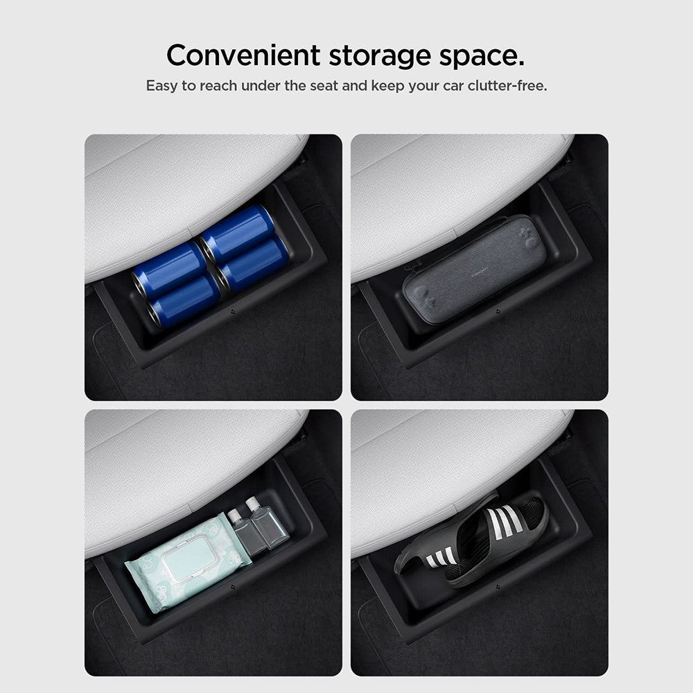 Avto organizator Spigen TO222J za montažo pod sedež za Tesla Y Juniper, komplet 2 kosa