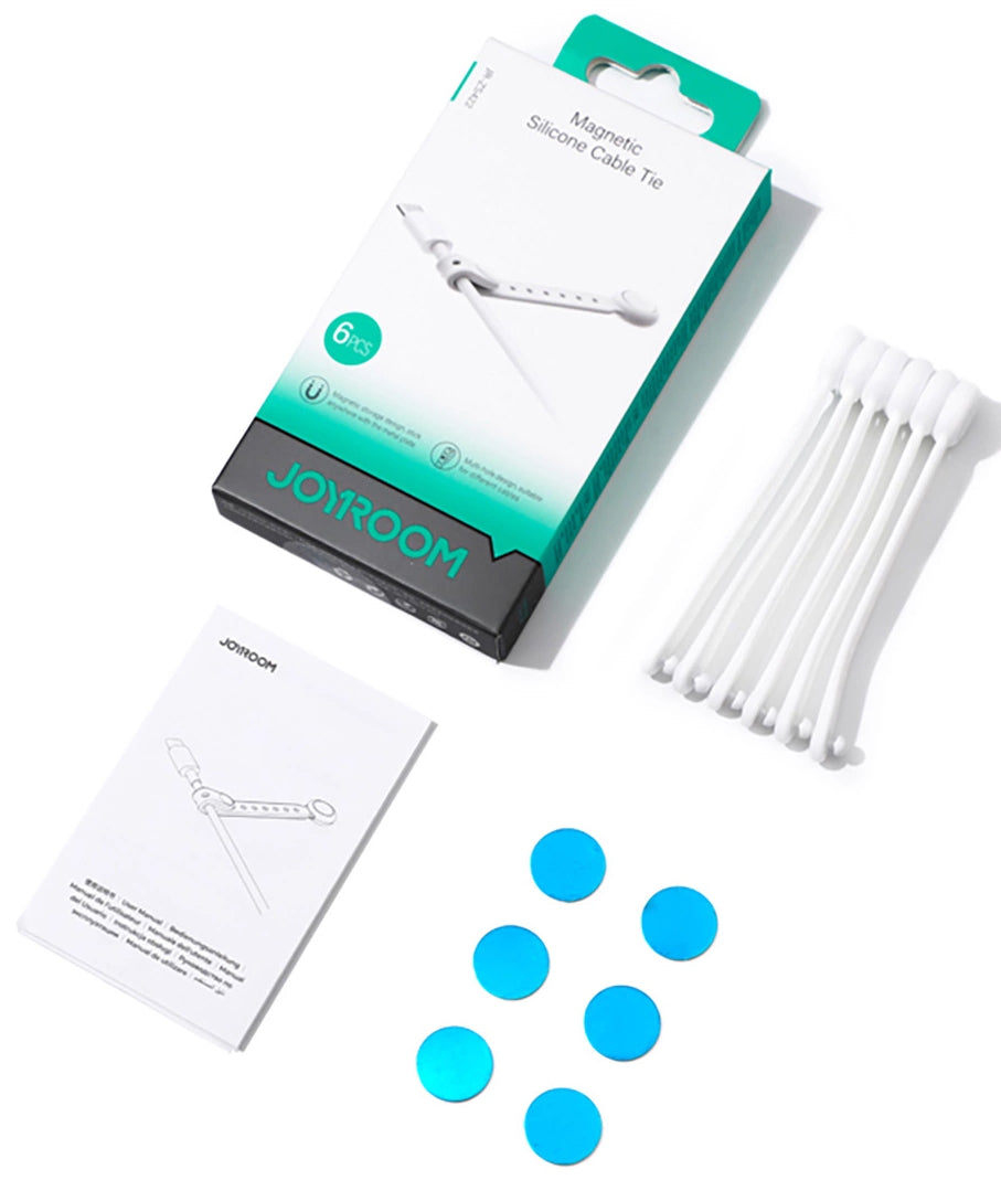 Organizator kablov Joyroom JR-ZS422, Magnetni, Set 6 kosov, Bel