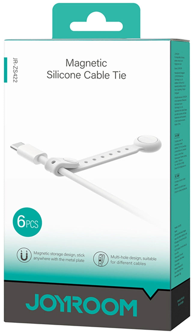 Organizator kablov Joyroom JR-ZS422, Magnetni, Set 6 kosov, Bel