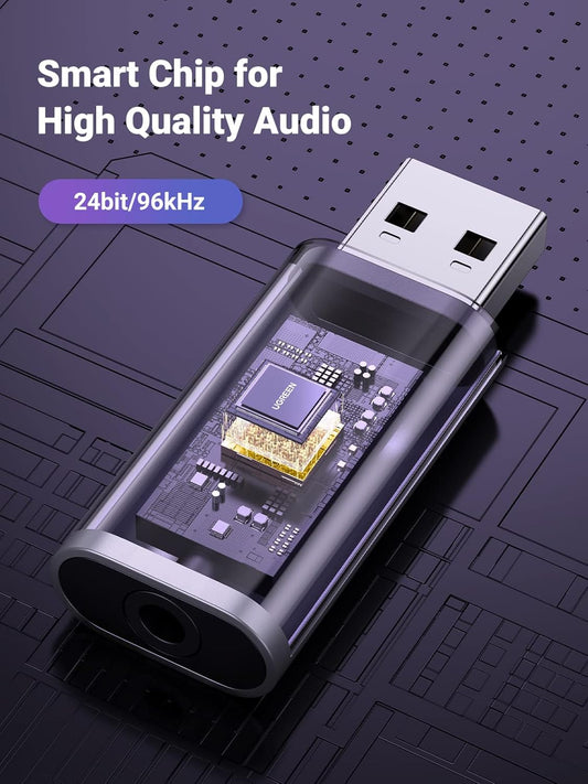 USB zvočna kartica UGREEN CM383, 1 x Jack 3.5mm, Siva