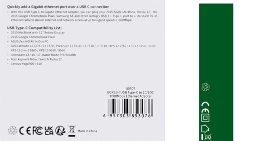 Omrežna kartica UGREEN US236, RJ45, USB-C, črna