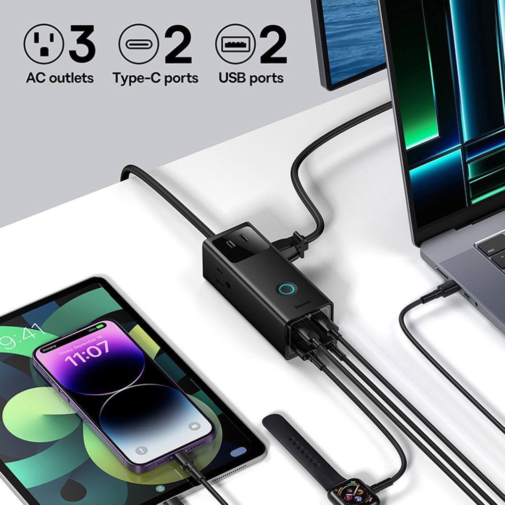 Podaljšek Baseus PowerCombo US, 3 x Vtičnica, Črn PSLA020101