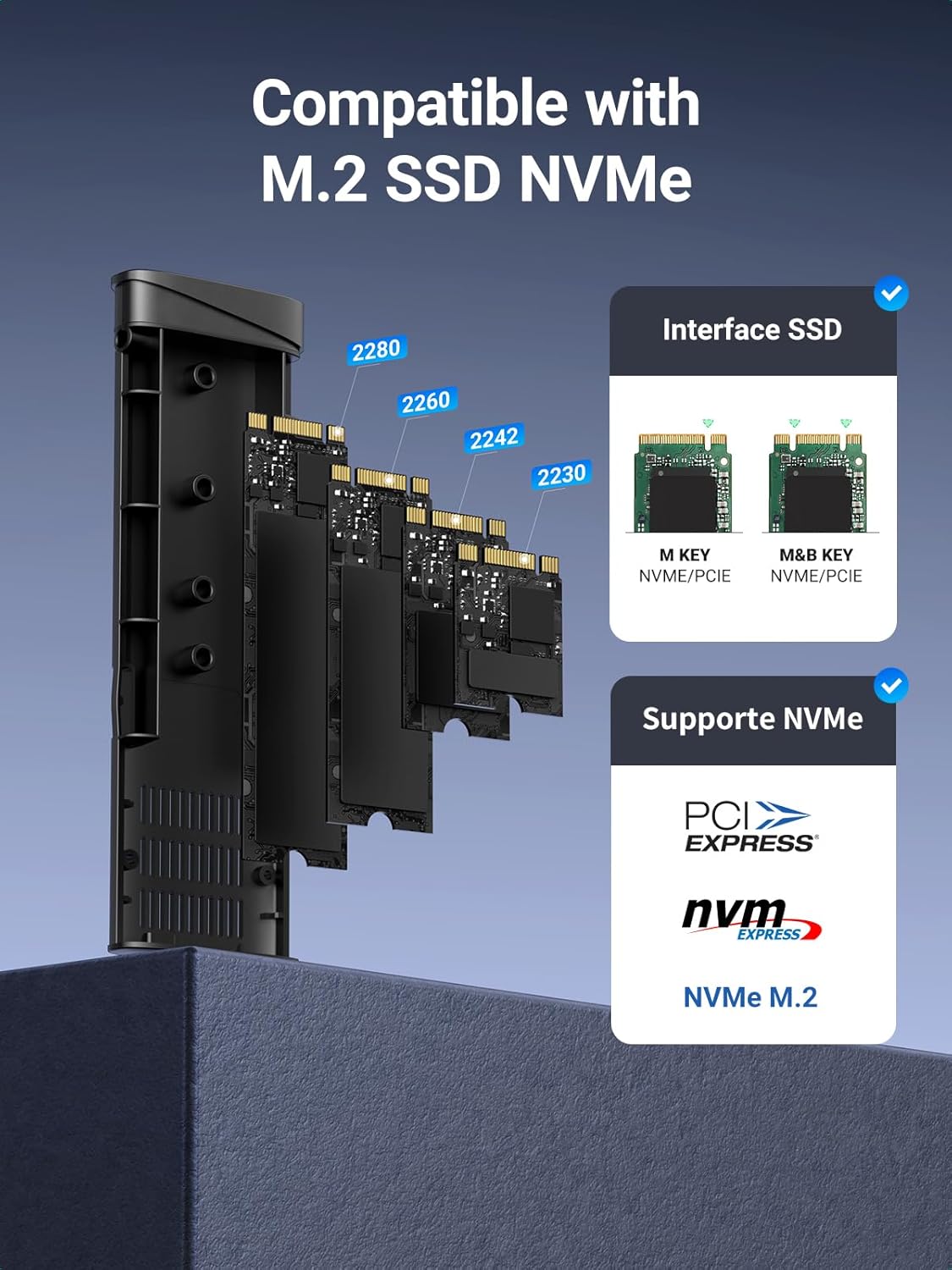 Nosilec UGREEN CM767 za SSD M.2 NVMe, Siv