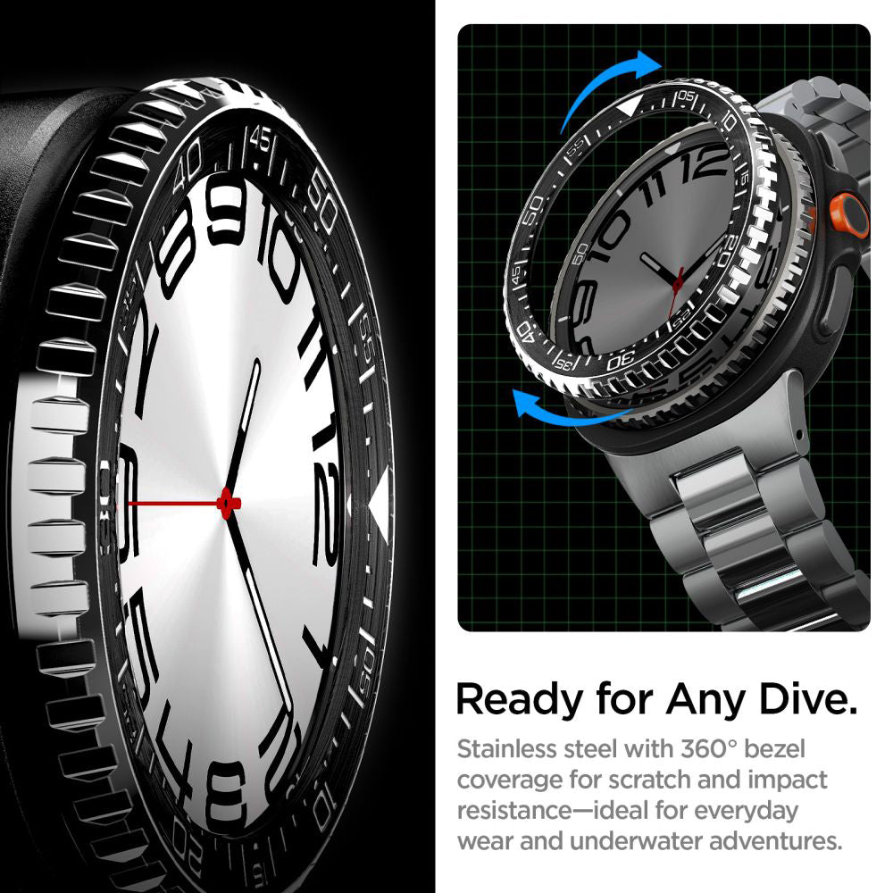 Okvir za zaščito Spigen Tune Pro Diver za Samsung Galaxy Watch8 Classic, črn ACS10016