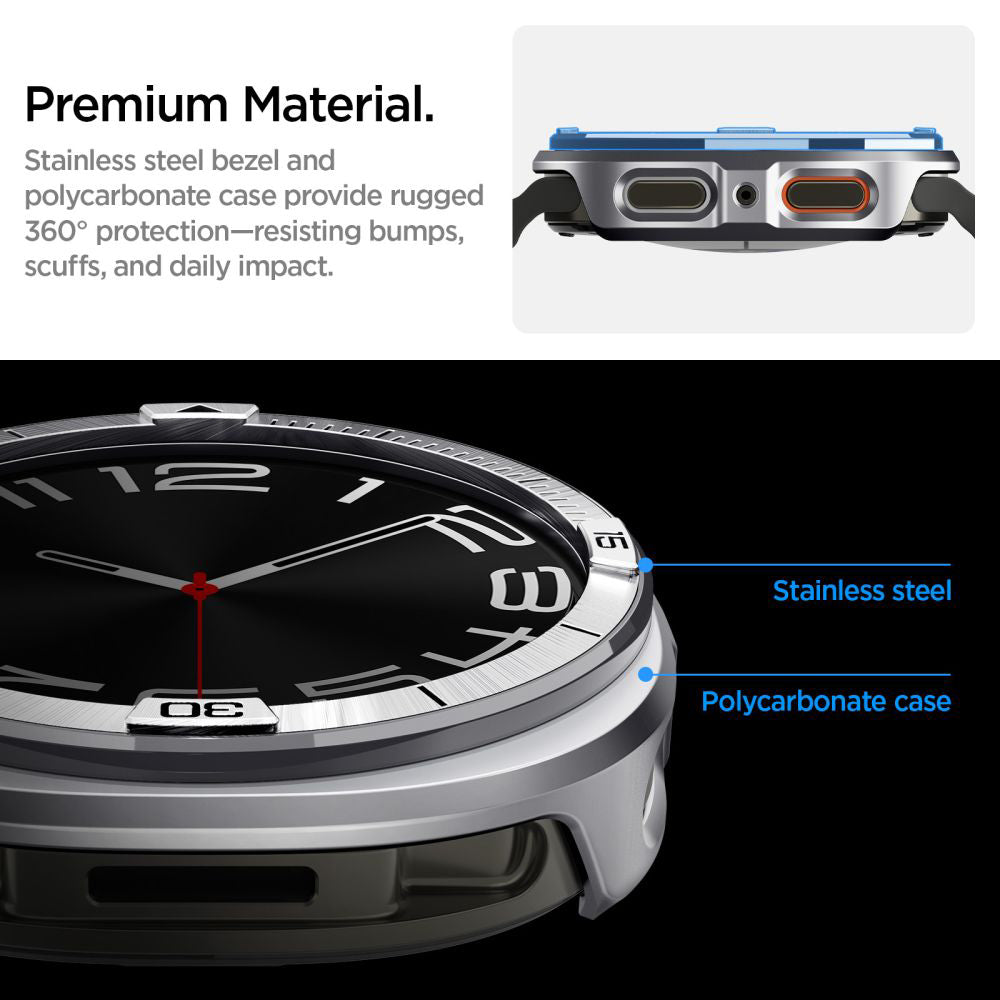 Zaščitni okvir Spigen Tune Pro Pilot za Samsung Galaxy Watch8 44mm, Srebrn ACS10011