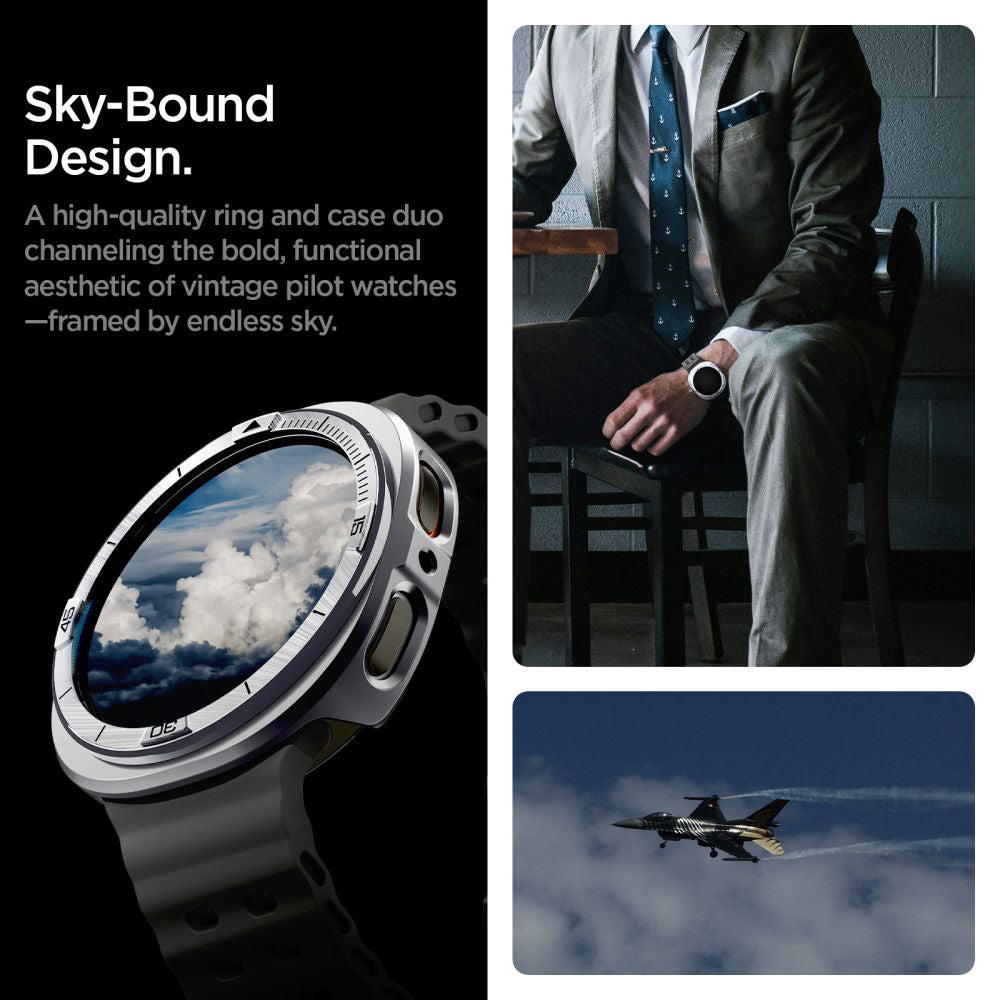 Zaščitni okvir Spigen Tune Pro Pilot za Samsung Galaxy Watch8 44mm, Srebrn ACS10011