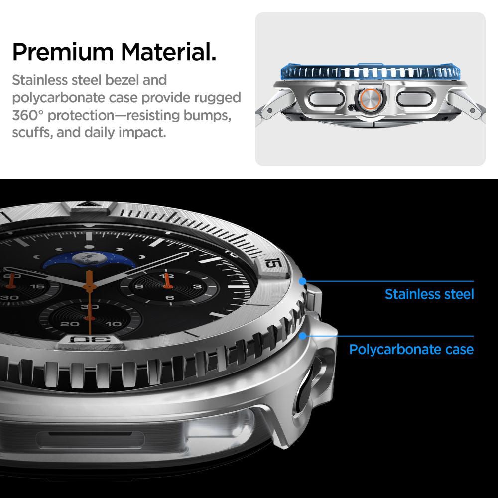 Zaščitni okvir Spigen Tune Pro Pilot za Samsung Galaxy Watch8 Classic, Srebrn ACS10017