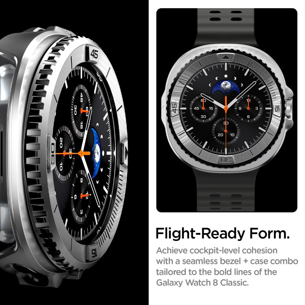 Zaščitni okvir Spigen Tune Pro Pilot za Samsung Galaxy Watch8 Classic, Srebrn ACS10017