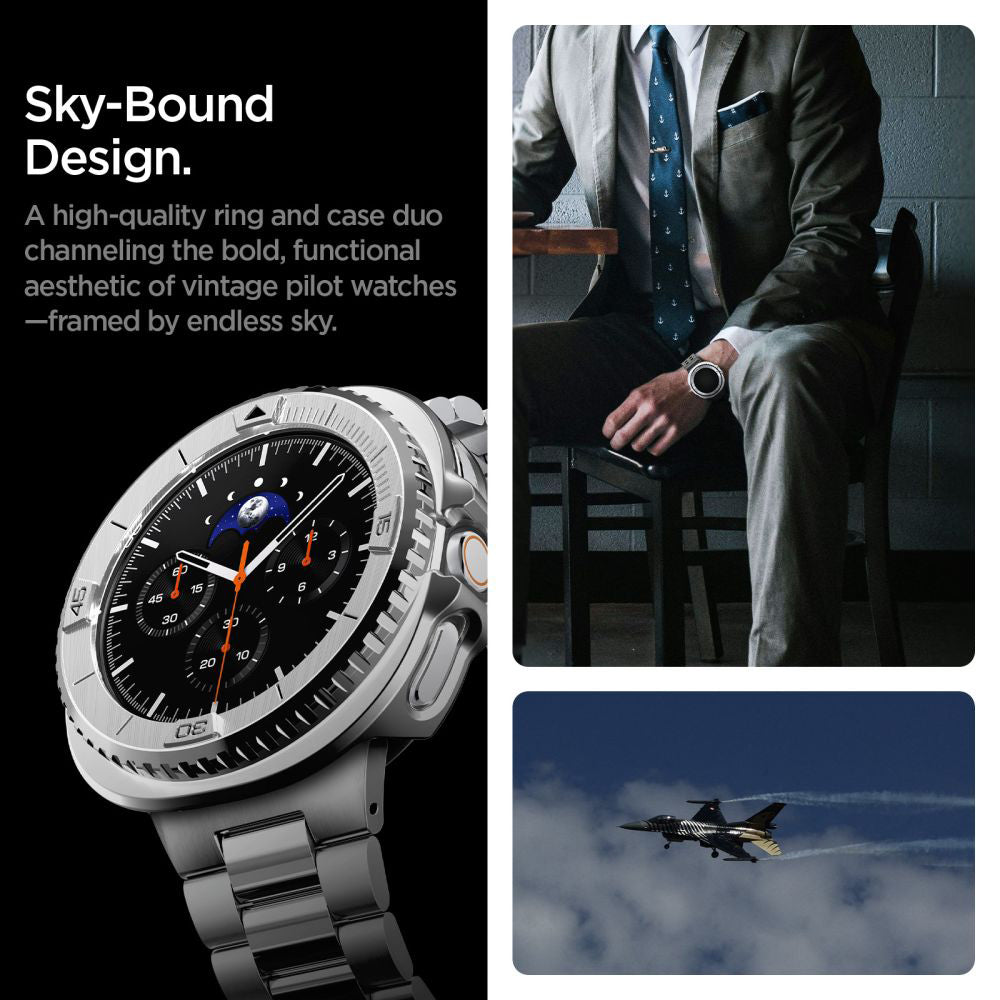 Zaščitni okvir Spigen Tune Pro Pilot za Samsung Galaxy Watch8 Classic, Srebrn ACS10017
