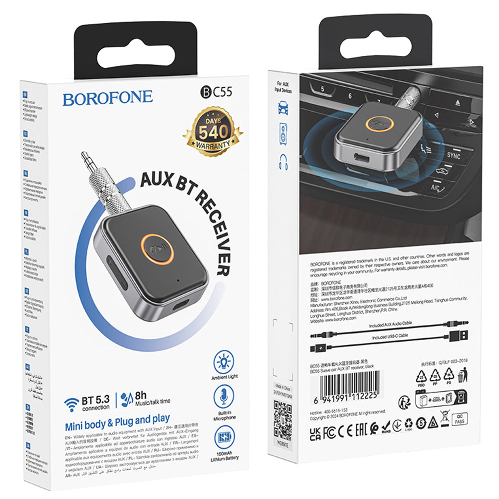 Bluetooth sprejemnik Borofone BC55 Suave, Črn