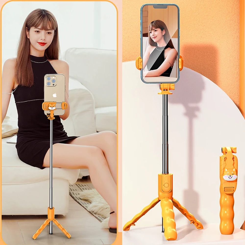 Selfie Stick Bluetooth Techsuit KT01, Univerzalen, Oranžen